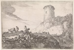 Landschaft mit rundem Turm von Moyses van Wtenbrouck