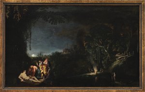 Mondscheinlandschaft mit mythologischem (?) Motiv