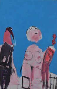 Ausdrucksstarke Figuren in Blau