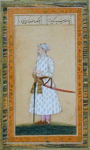 Ein Prinz mit einem Schwert, aus dem Kleinen Clive Album von Mughal School