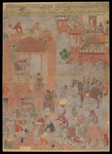 Anushirvan legt den Grundstein von Ktesiphon zu einer günstigen Stunde, Manuskriptfolio, ca. 1560-1565
