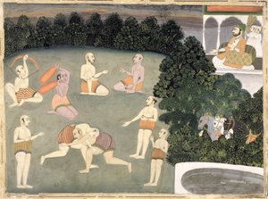 Athleten treten vor einem sitzenden Edelmann auf, ca. 1760 von Mughal School