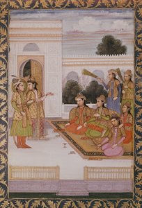 Joseph wird den Frauen von Mizr von Zuleika, Potiphars Frau, vorgestellt, Episode aus dem populären persischen Gedicht Yusuf und Zulaikha von Jami (1414-92) ca.1780 von Mughal School