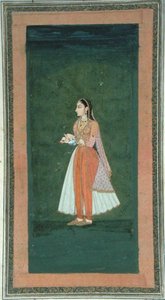 Dame mit einer Weinflasche und einem Becher, aus dem Small Clive Album von Mughal School