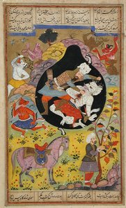 Rustam tötet den Weißen Div, 1608 von Mughal School