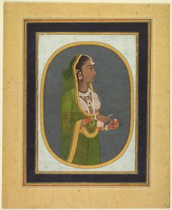 Hofdame schenkt Wein ein, ca. 1760, Ränder ca. 1830er Jahre