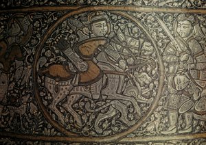 MAMLUK-RITTER: Syrische Kunst. Detail eines Beckens namens "Baptisterium von St. Louis" von Muhammed Ibn Al Zayn