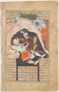 Rustams siebter Kurs: Er tötet den weißen Div, Folio aus einem Shahnama von Mu