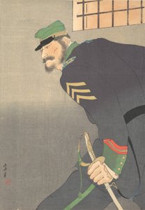 Druck, [Soldat mit Schwert], ca. 1906 von Munakata