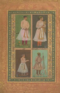 Vier Porträts: oben links Ein Raja Vielleicht Raja Sarang Rao, von Balchand..., ca. 1610-15 von Murad