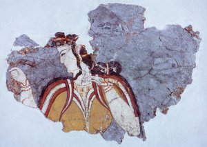 Hofdame, Fresko aus dem Palast von Mykene, Mykenische Zivilisation