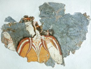 Hofdame, Fresko aus dem Palast von Mykene, Griechenland, mykenische Zivilisation