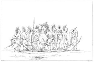 Betteltanz, Sac und Fox, Rock Island, Oberer Mississippi, 1841 von Myers and Co