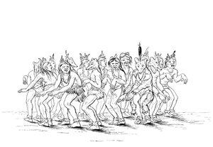 Der Sioux-Stamm führt einen Bärentanz auf, 1841
