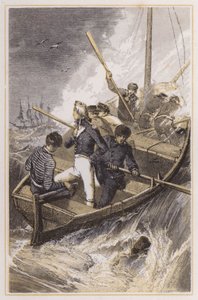 Nelson wird während eines Sturms an Bord seines Schiffes gebracht