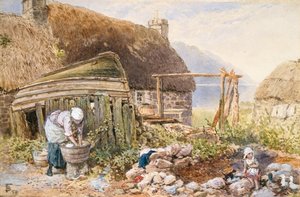 Waschtag in Balmarcara, ca. 1860 von Myles Birket Foster