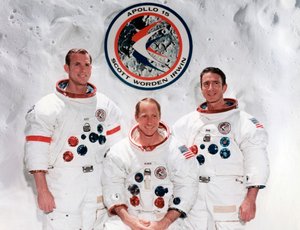 Die Besatzung der Apollo-15-Mission im bemannten Raumfahrtzentrum, Houston, Texas, 1971 von NASA Images