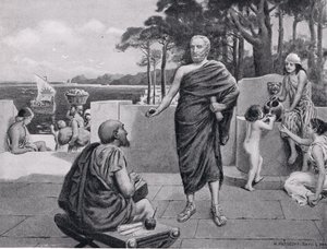 Thukydides im Exil, Illustration aus Hutchinsons History of the Nations, 1915 von N. Prescott Davies