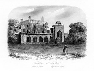Grab von Akbar dem Großen, Sikandra, Indien, ca. 1840