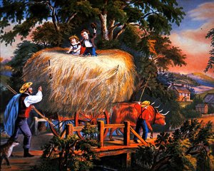 Amerikanisches Landleben: Heuernte - Die letzte Ladung von Currier and Ives