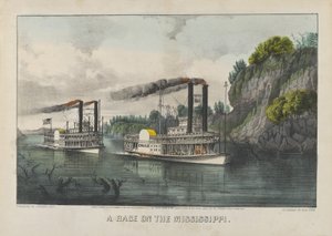 Ein Rennen auf dem Mississippi von Currier and Ives