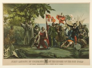 Erste Landung von Kolumbus an den Ufern der Neuen Welt von Currier and Ives
