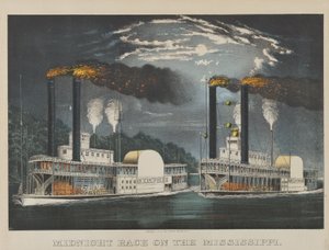 Mitternachtsrennen auf dem Mississippi von Currier and Ives