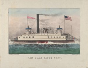 New Yorker Fährboot, ca. 1860-65 (handkolorierte Lithographie)