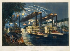 Die Champions des Mississippi – "Ein Rennen um die Geweihe" von Currier and Ives
