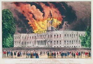 Brand des Rathauses von New York in der Nacht des 17. August 1858