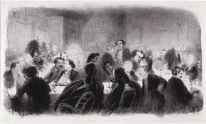 Anonyme Lithographie, die literarische und künstlerische Persönlichkeiten in den 1850er Jahren darstellt von Nadar