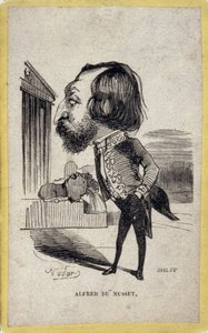 Porträt-Karikatur von Alfred de Musset (1810-1857), französischer Dichter und Dramatiker. Karikatur von Gaspard Felix Tournachon, genannt Felix Nadar (1820-1910). von Nadar