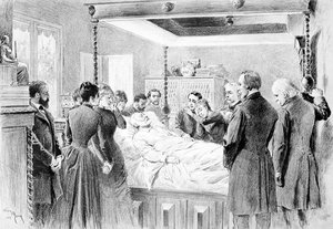 Die letzten Momente von Victor Hugo, 22. Mai 1885, graviert von Adrien Marie