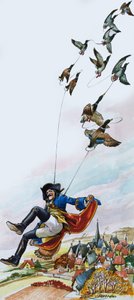 Baron Münchhausen wird von Enten davongetragen von Nadir Quinto