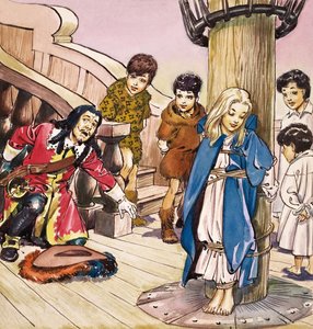 Wendy am Mast gefesselt, Illustration aus 