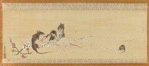 Mäuse auf Reiskuchenblüten von Nagasawa Rosetsu