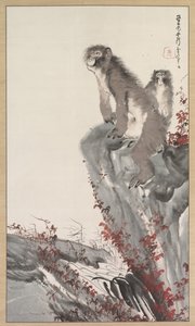 Affen an einem Bach von Nagasawa Rosetsu