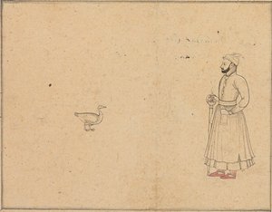 Raja Balwant Dev Singh und ein Schwan, ca. 1750-55 von Nainsukh