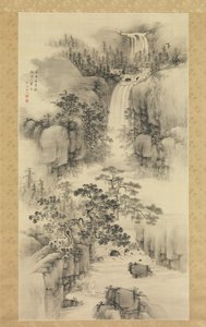 Landschaft mit Wasserfall von Nakabayashi Chikuto