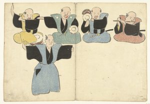 Vier Musiker und ein Noh-Tänzer von Nakamura Hochu