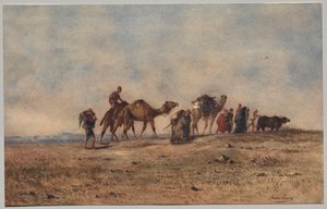 Eine Karawane in der Wüste von Narcisse Berchere
