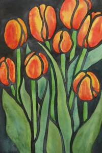 Kräftige orangefarbene Tulpen
