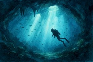 Tiefblaue Höhlentaucher von Natalie Bruns