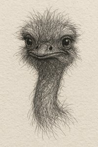 Freundliche Emu-Skizze von Natalie Bruns