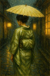 Regnerischer Nacht Kimono Spaziergang von Natalie Bruns