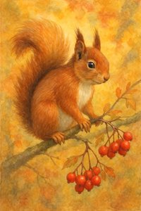 Rotes Eichhörnchen Herbstbeeren von Natalie Bruns