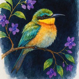 Lebendiger Vogel auf Ast