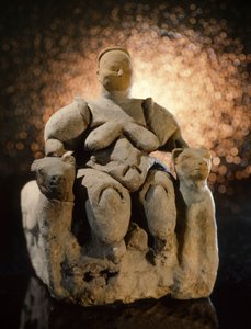 Muttergöttin auf einem Thron, ausgegraben in Çatalhöyük in Zentralanatolien