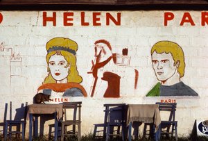 Wandgemälde im Helen of Troy Café in Troja, Türkei von Nathan Benn