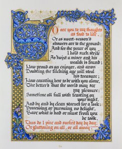 Seite mit Shakespeare-Liedern und -Sonetten mit Illumination von Nathan Benn